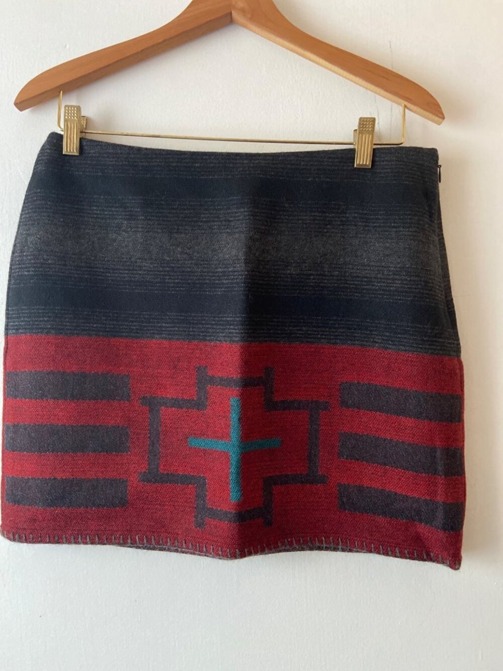Vintage Ralph Lauren Wool Mini Skirt  Southwestern Navajo-Inspired  Size M